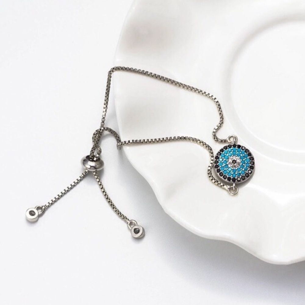 Evil Eye Pave CZ Adjustable Bracelets NWT - Picture 5 of 6